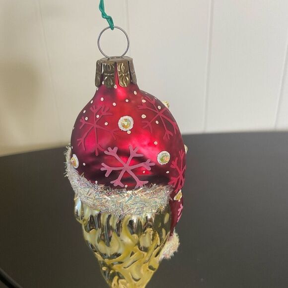 Old World Christmas Ornament Santa Claus Head Face Glass Red White 4.5" - Picture 6 of 8